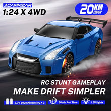 Load image into Gallery viewer, ACAMMZAR RC Drift Car, 1:24 Remote Control Car for Kids, 20KM/H 4WD High Speed RC Cars with Lights
