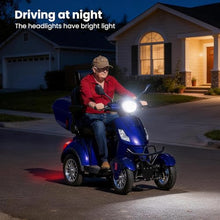 Load image into Gallery viewer, Super Large Electric 4 Wheel Mobility Scooters, Heavy Duty 800W Wheelchair Device, 25 Miles Long Range, All Terrain Mobility Scooter，Speed Adjust, Remote Key,Receive Ready to Ride (Blue)
