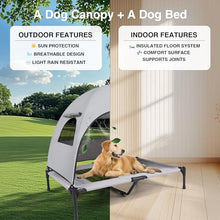 Load image into Gallery viewer, Elevated Outdoor Dog Bed with Canopy – Cooling Camping Tent, Removable Shade, Off-Ground Cot, Medium
