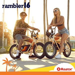 36V Electric Minibike with Retro Style, Up to 15.5 MPH, Up to 11.5 Miles Range, Wide, Rugged 16" Air-Filled Tires, Tan