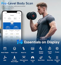 Load image into Gallery viewer, GE Scale for Body Weight, Body Fat, BMI, Muscle Mass, Smart Bathroom Scales with 14 Body Composition Metrics with Large Display, Accurate Bluetooth Weighing Machine with Fitness App, 400 lbs, Black

