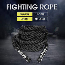 Load image into Gallery viewer, Max4out Battle Ropes 1.5 inch 30 ft - Polyester Workout Rope Heavy for Home Body Workouts Building Muscle, Gray Black
