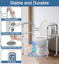 Load image into Gallery viewer, HOMLAND Toilet Safety Rails for Seniors, Adjustable Height &amp; Width 350lb Toilet Handles for Elderly and Disabled, Foldable Toilet Safety Frame, Fit Any Toilet
