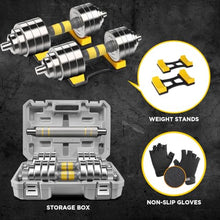 Load image into Gallery viewer, PHOEROS Adjustable Dumbbell Set - 44/66/88 LBS weights set, Dumbbell Barbell 3 in 1, Steel Dumbbells Pair with Connecting Rod for Adults Women Men Fitness Workout, Home Gym Exercise Training Equipment (88lbs)
