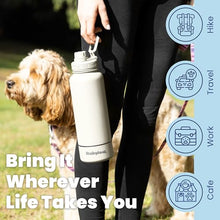 Load image into Gallery viewer, Dog Water Bottle for Dog Lovers - 32 oz Stainless Steel Double Wall Insulated Water Bottle with 8 oz Detachable Bowl on Bottom for Doggy Lovers for Hiking, Walks, Travel - Cream
