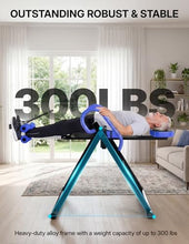 Load image into Gallery viewer, YOLEO Gravity Heavy Duty Inversion Table with Headrest &amp; Adjustable Protective Belt Back Stretcher Machine for Pain Relief Therapy (W1-Blue)
