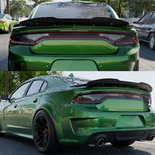 Load image into Gallery viewer, STSEV01 Rear Wickerbill Spoiler Wing Fit for Dodge Charger 2011-2023 Accessories SE/SXT/SRT/GT/RT/Daytona/Scat Pack, Carbon Fiber Look Hellcat Style Spoiler + Smoked Wicker Bill Exterior
