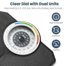 Load image into Gallery viewer, TIPRE Analog Scale for Body Weight, Mechanical Bathroom Scale, Analog Scale for Body Weight, 150kg/330lb, Dial Scale with Wider and Thicker Anti-Slip Platform, Simple Calibration, No Required Battery
