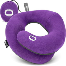Load image into Gallery viewer, BCOZZY Travel Neck Pillow for Airplane– Patented Double Support for Head, Neck, and Chin. Best for Long Flights, Plane Sleeping, and Car Rides. Adjustable Size. Washable. Carry Bag. Large, Purple
