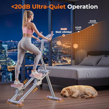 Load image into Gallery viewer, Stair Stepper for Home,Vertical Climber Step Machine with Stable Triangular Frame, 3-level Handrail Height &amp; Resistance &amp; Pedal Adjustment,LCD Monitor, Device Holder, Smooth Motion, 300 LBS White Pink
