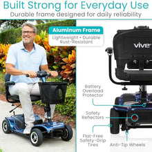 Load image into Gallery viewer, Vive 4 Wheel Mobility Scooter - Electric Powered Wheelchair Device - Compact Heavy Duty Mobile for Travel, Adults, Elderly - Long Range Power Extended Battery with Charger &amp; Basket
