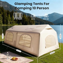Load image into Gallery viewer, 8-10 Inflatable Tents for Camping, Blow Up Tent with Hand Pump, Easy Setup Air Glamping Tents for Camping 4 Season Hot Tent with Stove Jack, Waterproof 2 Room Large Camping Tent Adult
