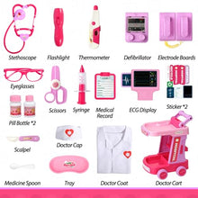 Load image into Gallery viewer, Liberry Doctor Kit for Toddlers Ages 3 4 5, Pretend Kids Doctor Playset with Cart, Costume and Stethoscope, Role Play Medical Toys Birthday Gift for Girls Boys (Pink)
