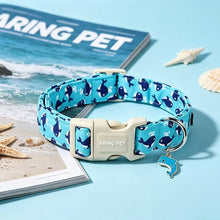 Load image into Gallery viewer, ARING PET Summer Dog Collar-Cute Blue Dog Collar for Small Dogs, Adjustable Cotton Whales Pet Collars Puppy Collar for Small Medium Large Dogs

