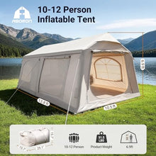 Load image into Gallery viewer, ABORON 10-12 Person Inflatable Camping Tent, 2-Room Glamping Tent with Pump
