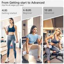 Load image into Gallery viewer, Adjustable Dumbbell Set of 2 Total 20 Lbs 4-in-1 Each 4lb 6lb 8lb 10lb 1s-Adjust Dual-Stable Free Weights for Women Men Home Gym Outdoor Workouts (White [20LBS Total])
