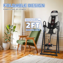 Load image into Gallery viewer, Teclor Inversion Table,Advanced Heat and Massage Function,Strength Training Inversion Table for Back Pain Relief,Heavy Duty Inversion Table 350 lbs Capacity with Wider and Thickened Backrest

