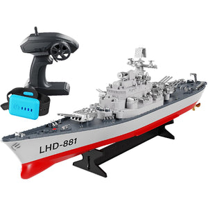 23.6" Inch Remote Controlled Warship Battleship10km/h 4WD 2.4G RC Controlled Ship 1:390 Scale On Water Lakes Pools Exhibits Models