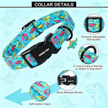 Load image into Gallery viewer, ARING PET Dinosaur Dog Collar, Cute Blue Boy Doggy Collars for Puppy Small Medium Large Male Dogs Pet, for Daily Photos Summer Beach Walking Hiking Picnic-L
