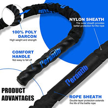Load image into Gallery viewer, Perantlb 100% Poly Dacron Heavy Battle Rope - 1.5", 30' 40' 50' Lengths - Upgraded Durable Protective Sleeve - Gym Muscle Toning Metabolic Workout Fitness - Anchor Strap Kit Included (1.5" x 30 ft)
