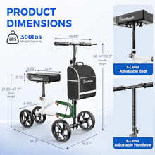 Load image into Gallery viewer, BlessReach Knee Scooter Steerable Knee Walker for Foot Injuries Compact Crutch Alternative with Dual Braking System (Green)
