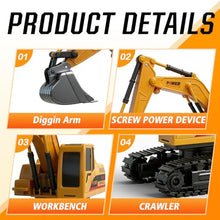 Load image into Gallery viewer, UMURSIM RC Hydraulic Excavator Toy, 6-Channel Remote Control Excavator with Metal Shovel &amp; Lights
