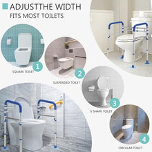 Load image into Gallery viewer, Lianjindun Toilet Safety Rails, Adjustable Toilet Frame for Elderly, Seniors, Handicap &amp; Disabled, Foldable Handicap Toilet Handles Fit Any Toilets（Dark Blue）
