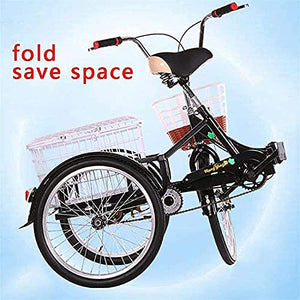 Adult Tricycle - 3 Wheel Bikes for Adults Shopping Foldable Tricycles for Adult 1 Speed 20 Inch Three Wheel Bike