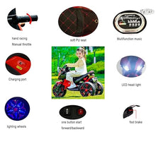 Load image into Gallery viewer, 3-Wheel Ride-On Toy Motorbike with Lighting Wheels, Music Player (Connect with Phone) and Hand Drive (RED-1)
