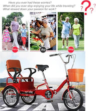 Load image into Gallery viewer, Black, Style 2, Adult Tricycle,16 inch 3-Wheels Trike Bicycle Lightweight Foldable Bikes for The Elderly, Human-Powered Pedal Tricycle
