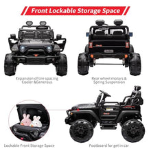 Load image into Gallery viewer, 24V Ride On Toys for Big Kids, Electric Car for Kids, 2 Seater Jeep Electric Car, with Suspension, 3 Speed Modes, LED Lights Black
