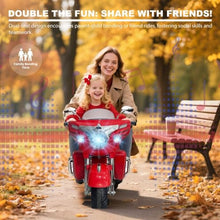 Load image into Gallery viewer, 12V Electric Motorcycle for Kids Ages 3-8, 2 Seats Ride-On Motorbike with 3 Wheels
