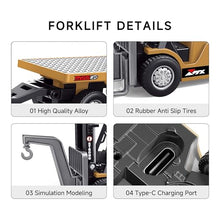 Load image into Gallery viewer, BRRRRT 1/64 Full Proportional RC Forklift Toy,8 Channel 2 Mode Mini Remote Control Forklift Truck with Flatbed Tow Truck
