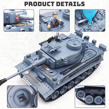 Load image into Gallery viewer, 1:18 Remote Control Army Tank German Tiger I RC Tank Model Toys - 15 Channel Full Function 360-Degree Rotating
