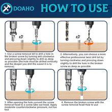 Load image into Gallery viewer, DOAHO 9 PCS Damaged Screw Extractor Set,6 PCS HSS 4341 Screw Extractor Remover Kit and 3 PCS Twist Drill Bit Kit for Stripped Screws &amp; Drill Bit Tools,Holiday or Birthday Gift for Men
