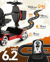Load image into Gallery viewer, Foldable Mobility Scooters for Seniors, FSA&amp;HSA Eligible,330LBS Capacity, Red Powered Electric Mobility Scooters, 4 Wheel Lightweight Mobility Scooters for Adults, Folding Travel Motorized Scooter
