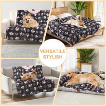 Load image into Gallery viewer, Gowyeg Upgraded Dog Blankets for Large Dogs, Cat Flannel Blankets Washable, with Premium 300GSM Soft Pet Throw Cover for Kennel Crate Bed, Cute Paw Pattern,50x60 inch,Grey &amp; Pink.
