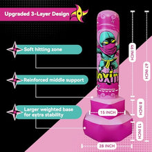 Load image into Gallery viewer, COMMOUDS 67inch Punching Bag for Kids, Inflatable Kids Boxing Set with Gloves, Fast Rebound Punching Bag for Practicing Karate, Taekwondo, MMA, Christmas/Birthday Gift for Boys Girls, Ages 6-14 (Pink)
