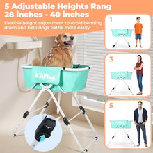 Load image into Gallery viewer, KITPLUS Portable Dog Bathtub, 5 Height Adjustable Dog Washing Station for Pet Shower and Grooming Foldable Bathing Tub with Storage &amp; Anti-Slip Design for Small Large Dogs Cats
