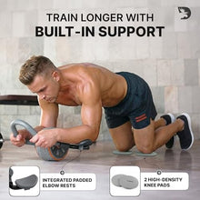 Load image into Gallery viewer, DMoose Fitness Ab Roller Wheel with Elbow Support &amp; 2 Knee Pads - Abdominal Exercise Trainer for Core Strength Training (Grey)
