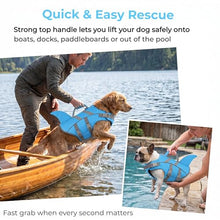 Load image into Gallery viewer, Dogcheer Dog Harness-Style Life Jacket Shark, Reflective Dog Life Vest for Swimming Boating, Adjustable Puppy Swim Vest, Pet Floating Device for Small Medium Large Dogs - Blue, L
