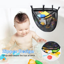 Load image into Gallery viewer, DOCMON Bath Toy Storage, Corner Bath Tub Toy Storage Holder with Bottom Zipper, Quick Release Bath Toy Organizer with Large Pocket, Mesh Shower Toy Holder Basket Net Bin for Bathtub Toys - Black
