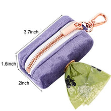 Load image into Gallery viewer, ARING PET Dog Waste Bag Dispenser, Velvet Doggy Poop Bags Holders Attach to Any Leashes, Purple Portable Washable Pet Waste Pouch Dispenser with Metal Zipper
