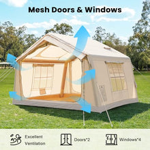 Load image into Gallery viewer, Inflatable Camping Tents with Canopy, Blow Up Tent for Camping Adults 4-6 People, Inflatable Hot Tent with Stove Jack &amp; AC Ports, Glamping Tents for Outdoors, Easy Setup with Air Pump
