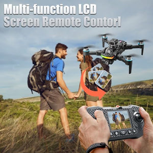Remote with Screen Drone with Camera for Adult,1080P RC Drone with Flashing Lights, Smart Obstacle Avoidance FPV for Beginners