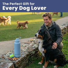 Load image into Gallery viewer, Dog Water Bottle for Dog Lovers - 32 oz Stainless Steel Double Wall Insulated Water Bottle with 8 oz Detachable Bowl on Bottom for Doggy Lovers for Hiking, Walks, Travel - Dusty Blue
