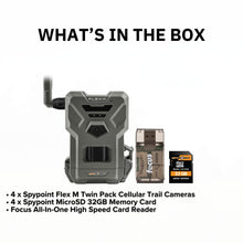Load image into Gallery viewer, SPYPOINT Flex M Twin Pack 28MP Cellular Trail Cameras Bundle

