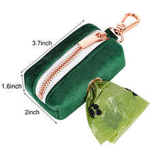 Load image into Gallery viewer, ARING PET Dog Poop Bag Holder, Velvet Doggy Waste Bag Dispenser Attach to Any Leashes, Dark Green Portable Washable Pet Waste Pouch Dispenser with Metal Zipper
