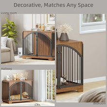 Load image into Gallery viewer, Berenlefe 40" Farmhouse Dog Crate Furniture for Large/Medium Dogs, Decorative Pet House End Table, Wooden Dog Kennel Furniture Indoor, Retro Brown
