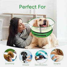 Load image into Gallery viewer, Supet Raised Inflatable Dog Cone After Surgery - Adjustable Recovery Donut Collar with Removable Shield to Stop Licking Wounds &amp; Protect Stitches - Soft Dog Cone Alternative for Large Dogs (Kiwi,L)
